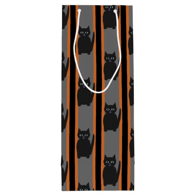 Sacola Para Vinho Gatos Pretos do Halloween, Rico e divertidos (Verso)