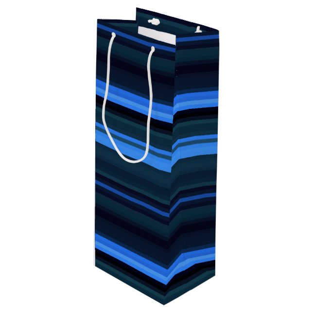 Sacola Para Vinho Gift Bag-Blue Stripes (Frente inclinada)