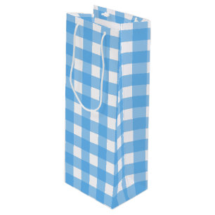 Sacola Para Vinho Gingham azul