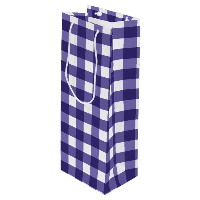 Sacola Para Vinho Gingham azul marinho (Frente inclinada)