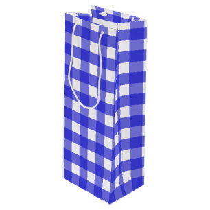 Sacola Para Vinho Gingham azul-real