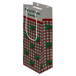 Sacola Para Vinho Gingham Natal 1940 - Personalizado
