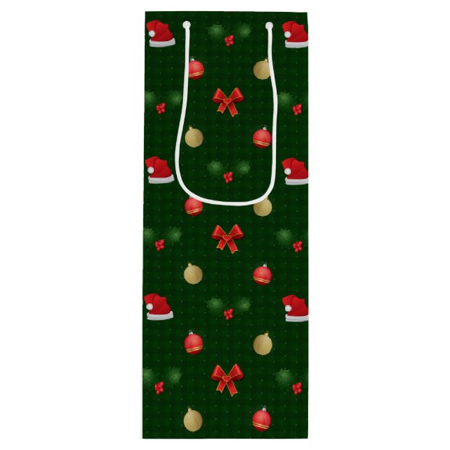 Sacola Para Vinho Gingham Navidad Ornaments (Frente)