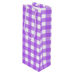 Sacola Para Vinho Gingham roxo brilhante