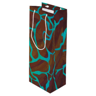 Sacola Para Vinho Giraffe Brown e Teal Impressão