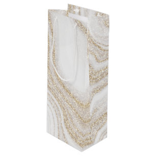 Sacola Para Vinho Glitor de ouro branco moderno