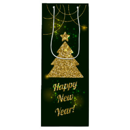 Sacola Para Vinho Glitter de Natal Verde