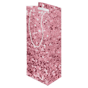Sacola Para Vinho Glitter Dourado de Rosa de presente de vinho 4,75l