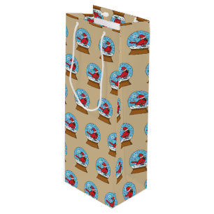 Sacola Para Vinho Globo de Neve com Cardeal Vermelho Bonito