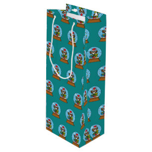 Sacola Para Vinho Globo de Neve com Santa Claus Owl