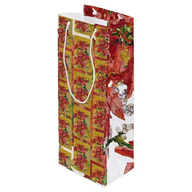 Sacola Para Vinho Golden Poinsettia | Fine Art Christmas (Verso inclinado)
