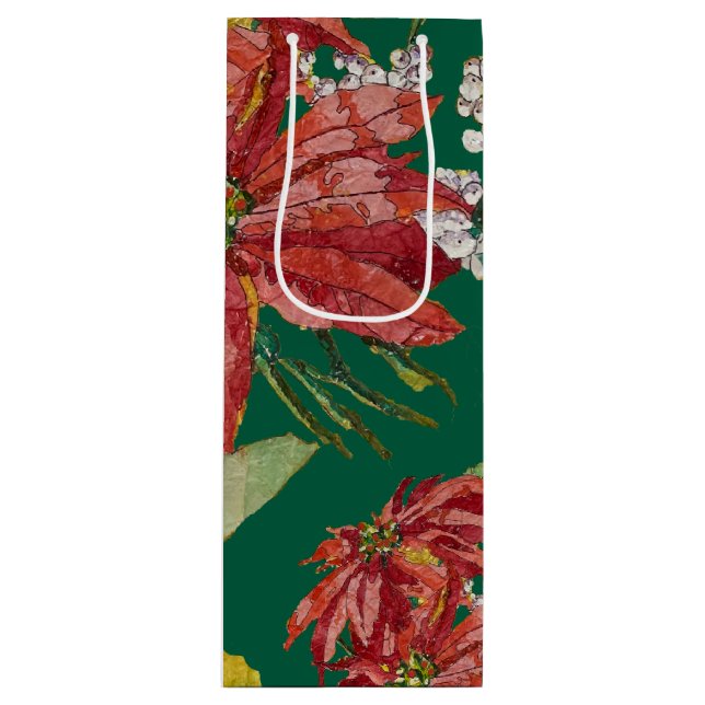 Sacola Para Vinho Golden Poinsettia | Fine Art Christmas (Frente)