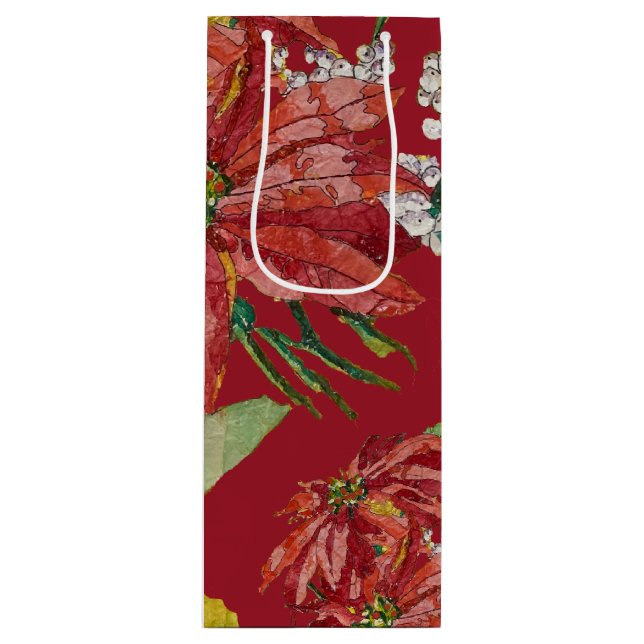 Sacola Para Vinho Golden Poinsettia | Fine Art Christmas (Frente)