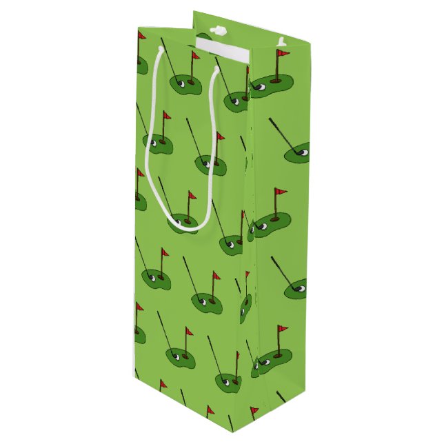 Sacola Para Vinho Golf Course Hole com Padrão de Bandeira (Frente inclinada)
