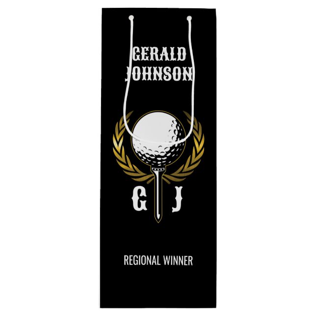 Sacola Para Vinho Golf Monograma - Pequeno Saco-Presente Design (Frente)