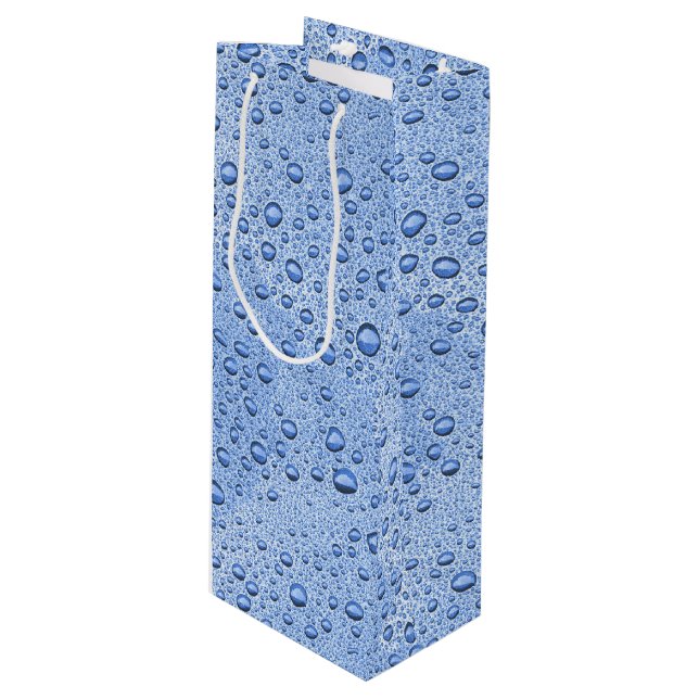 Sacola Para Vinho Gotas de água azul (Frente inclinada)