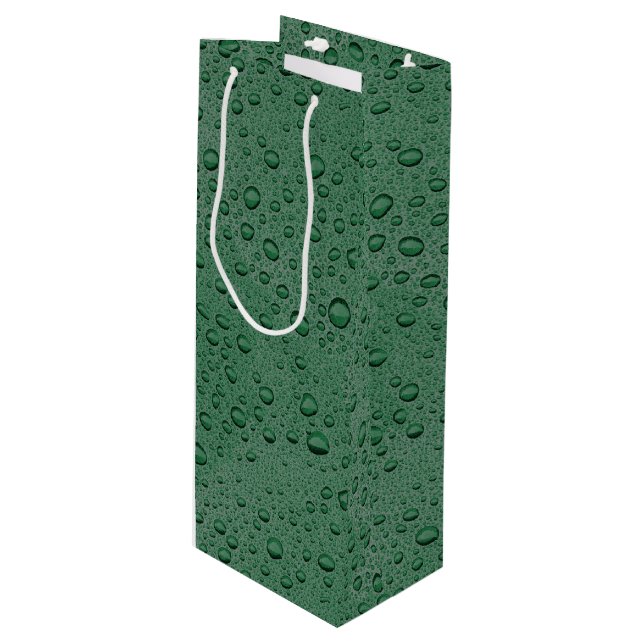 Sacola Para Vinho Gotas de água verde (Frente inclinada)