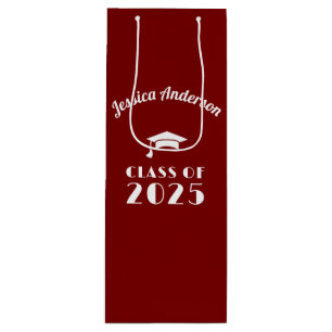 Sacola Para Vinho Graduação Personalizada Maroon e White