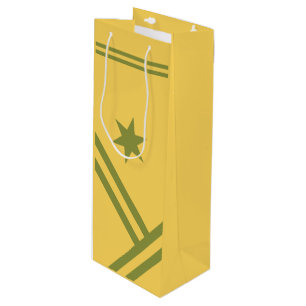 Sacola Para Vinho Gráfico Moderno de Stripes Diagonais Verdes Doura