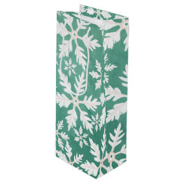 Sacola Para Vinho Grandes Flocos Brancos de Neve Caindo em Fundo Ver