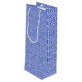 Sacola Para Vinho Grego Meander Key Square H Patterno Blue