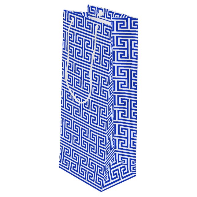 Sacola Para Vinho Grego Meander Key Square H Patterno Blue (Verso inclinado)