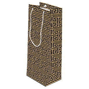 Sacola Para Vinho Grego Meander Key Square H Patterno Brown