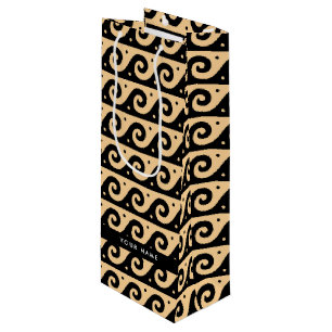 Sacola Para Vinho Grego Meander Key, Wave Key, Brown, Seu Nome