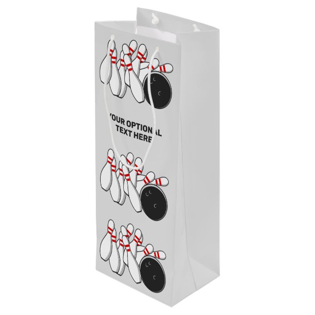 Sacola Para Vinho Greve de Boliche de Texto Personalizado (Verso inclinado)