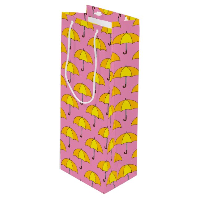 Sacola Para Vinho Guarda-chuva Amarelo (Frente inclinada)
