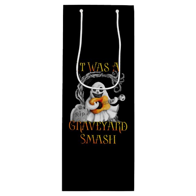 Sacola Para Vinho Halloween Monster Mash Ghost Graveyard Smash (Frente)