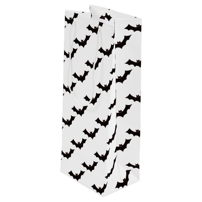 Sacola Para Vinho Halloween, Padrão De Morcegos, Truque Ou Tratament (Verso inclinado)