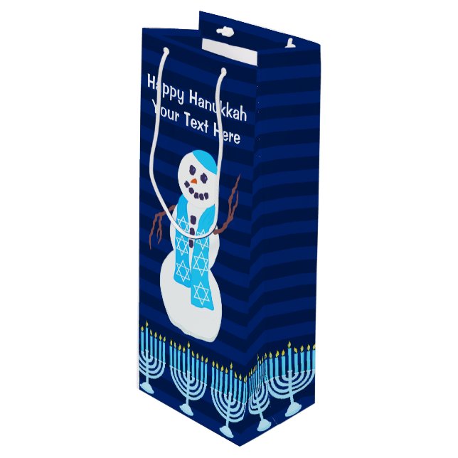 Sacola Para Vinho Hanukkah Jewish Snowman E Blue Menorah Alto