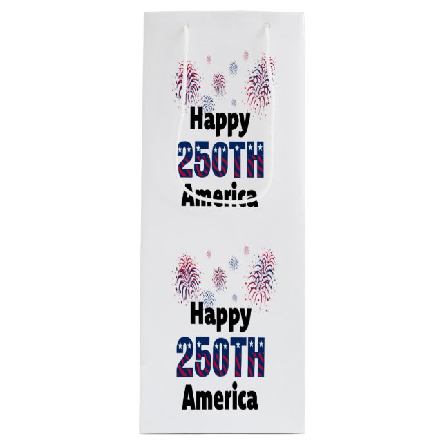 Sacola Para Vinho Happy 250th America Patriotic July 4th (Frente)