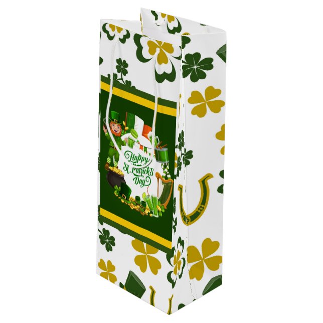 Sacola Para Vinho Happy St. Patrick's Day Gift Bag (Frente inclinada)