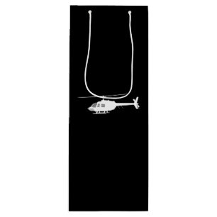 Sacola Para Vinho Helicóptero Chopper Silhouette Voando Preto