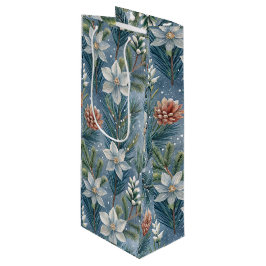 Sacola Para Vinho Hello Winter Pines & Flowers
