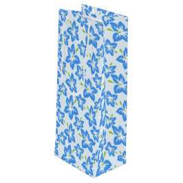 Sacola Para Vinho Hibisco Azul, Flores Azuis, Padrão De Flores