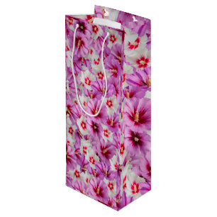 Sacola Para Vinho Hibiscus - Padrão Chinês de Flor Rosa