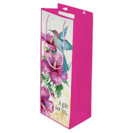 Sacola Para Vinho Hummingbird Watercolor Wine Gift Bag