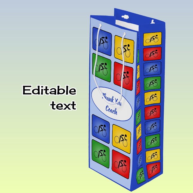 Sacola Para Vinho Ícones de ciclismo de texto personalizado azuis (Criador carregado)