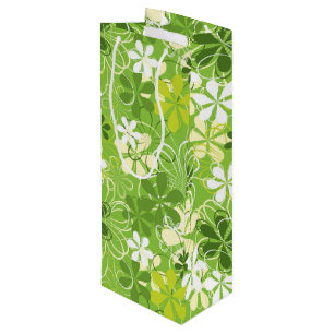 Sacola Para Vinho Ilustração Colorida Natureza Padrão Floral