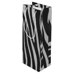 Sacola Para Vinho Impressão de Cinza Zebra Black and Light