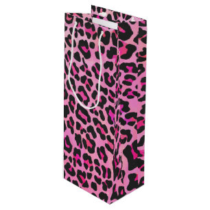 Sacola Para Vinho Impressão do rosa preto e quente do leopardo