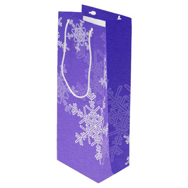 Sacola Para Vinho Indigo White Snowflakes Minimalista Natal (Frente inclinada)