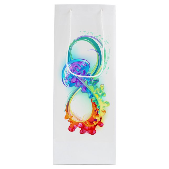 Sacola Para Vinho Infinidade com água-vivas do Arco-Íris (Frente)