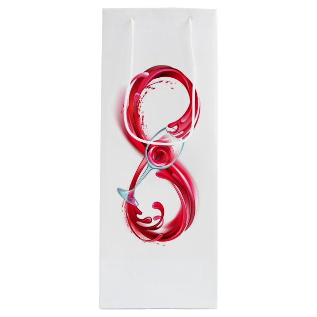 Sacola Para Vinho Infinidade com vinho tinto (Frente)