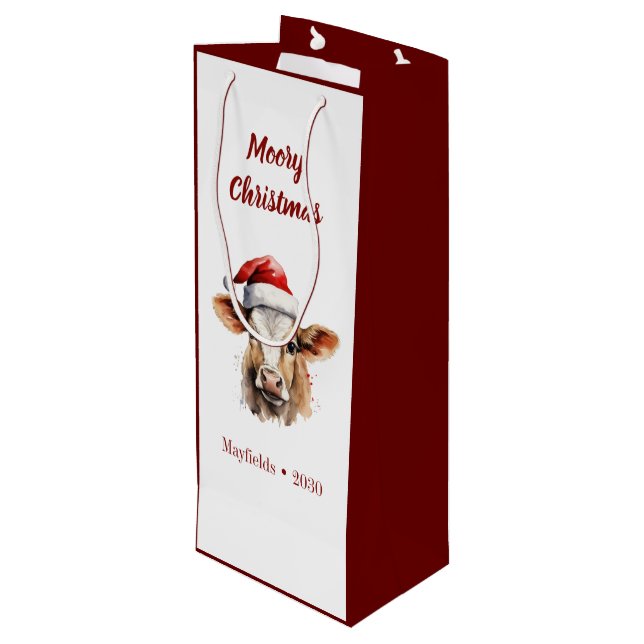 Sacola Para Vinho Jersey Cow "Moory Christmas" (Verso inclinado)