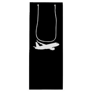 Sacola Para Vinho Jet Liner Silhouette Voando em Black Decor