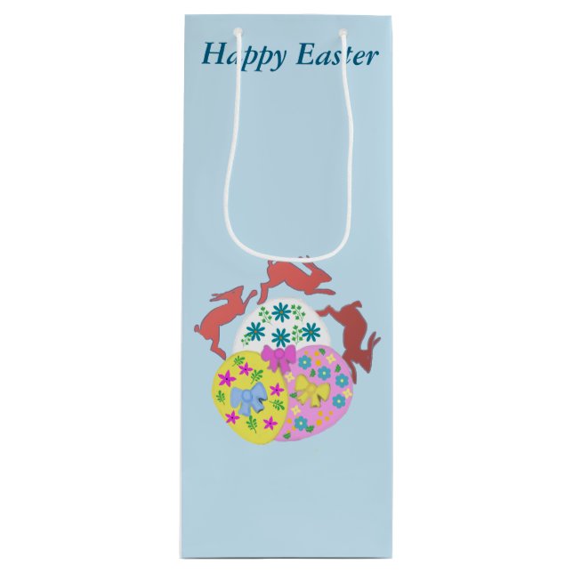 Sacola Para Vinho Leaping Hares editable Easter (Frente)